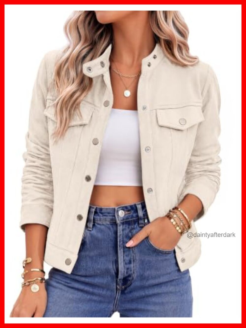 Faux Suede Cropped Jacket Snap Button Lapel Collar Womens Casual Shacket